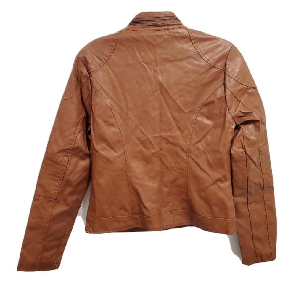 NEW ARALYN & ME Faux-Leather Brown Moto Jacket - Picture 2 of 4